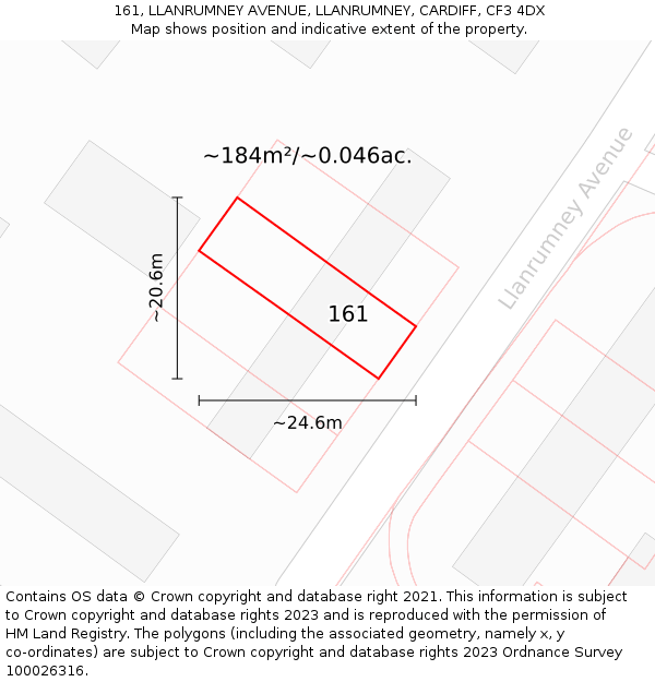 161, LLANRUMNEY AVENUE, LLANRUMNEY, CARDIFF, CF3 4DX: Plot and title map