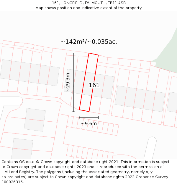 161, LONGFIELD, FALMOUTH, TR11 4SR: Plot and title map