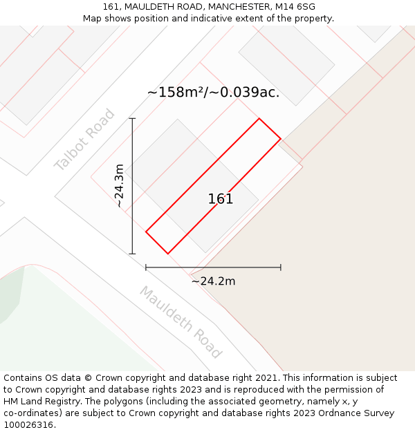 161, MAULDETH ROAD, MANCHESTER, M14 6SG: Plot and title map