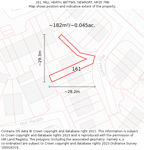 161, MILL HEATH, BETTWS, NEWPORT, NP20 7RB: Plot and title map