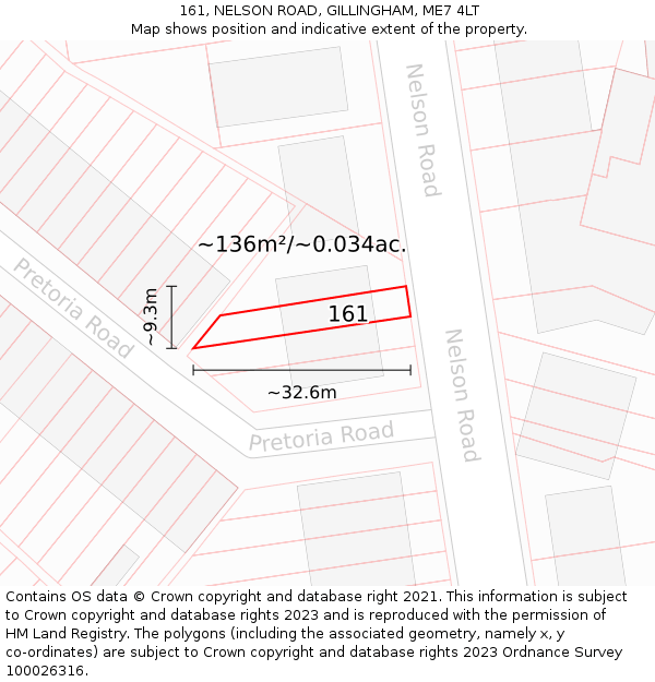 161, NELSON ROAD, GILLINGHAM, ME7 4LT: Plot and title map