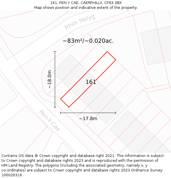 161, PEN Y CAE, CAERPHILLY, CF83 3BX: Plot and title map