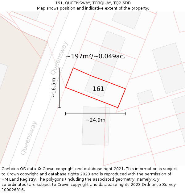 161, QUEENSWAY, TORQUAY, TQ2 6DB: Plot and title map