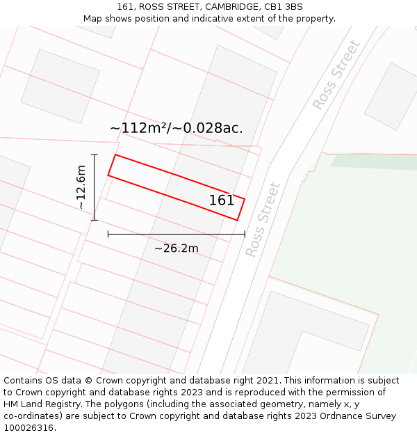 161, ROSS STREET, CAMBRIDGE, CB1 3BS: Plot and title map