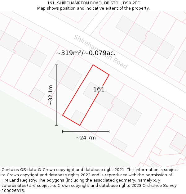 161, SHIREHAMPTON ROAD, BRISTOL, BS9 2EE: Plot and title map