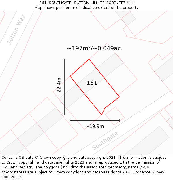 161, SOUTHGATE, SUTTON HILL, TELFORD, TF7 4HH: Plot and title map