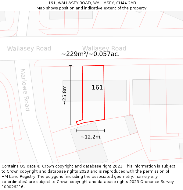 161, WALLASEY ROAD, WALLASEY, CH44 2AB: Plot and title map
