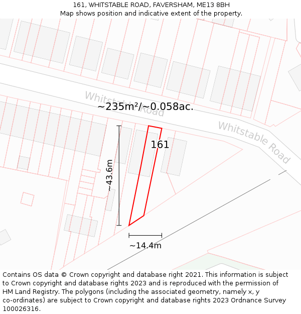 161, WHITSTABLE ROAD, FAVERSHAM, ME13 8BH: Plot and title map
