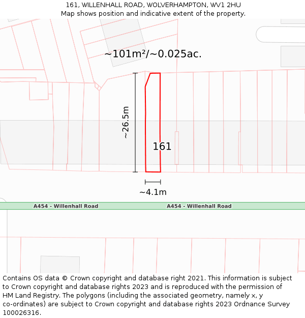 161, WILLENHALL ROAD, WOLVERHAMPTON, WV1 2HU: Plot and title map