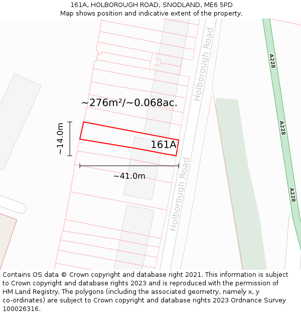161A, HOLBOROUGH ROAD, SNODLAND, ME6 5PD: Plot and title map