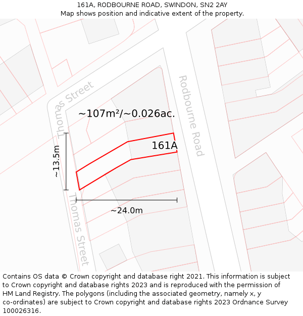 161A, RODBOURNE ROAD, SWINDON, SN2 2AY: Plot and title map
