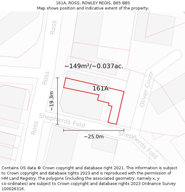 161A, ROSS, ROWLEY REGIS, B65 8BS: Plot and title map