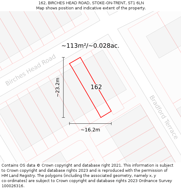 162, BIRCHES HEAD ROAD, STOKE-ON-TRENT, ST1 6LN: Plot and title map