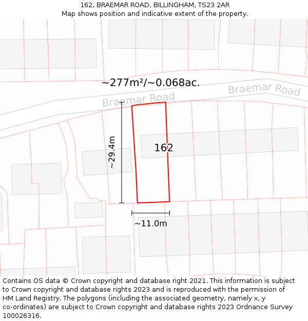 162, BRAEMAR ROAD, BILLINGHAM, TS23 2AR: Plot and title map