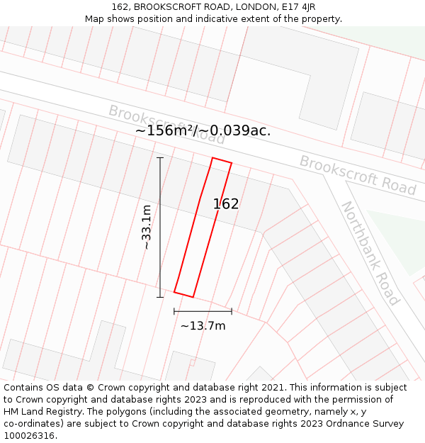 162, BROOKSCROFT ROAD, LONDON, E17 4JR: Plot and title map