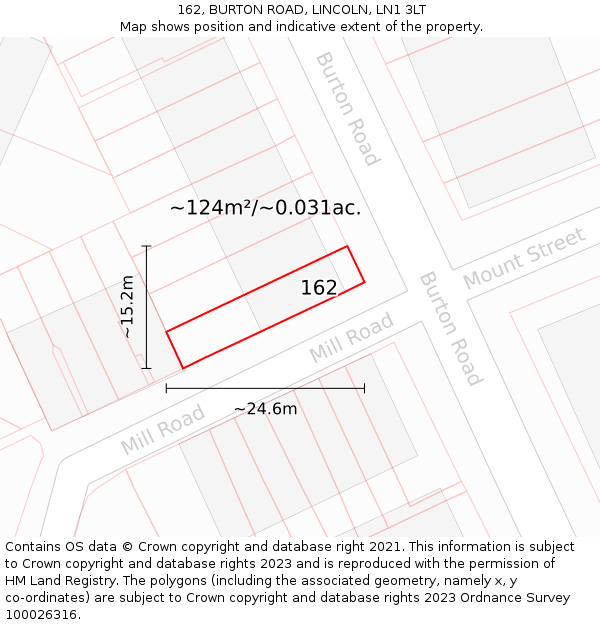 162, BURTON ROAD, LINCOLN, LN1 3LT: Plot and title map