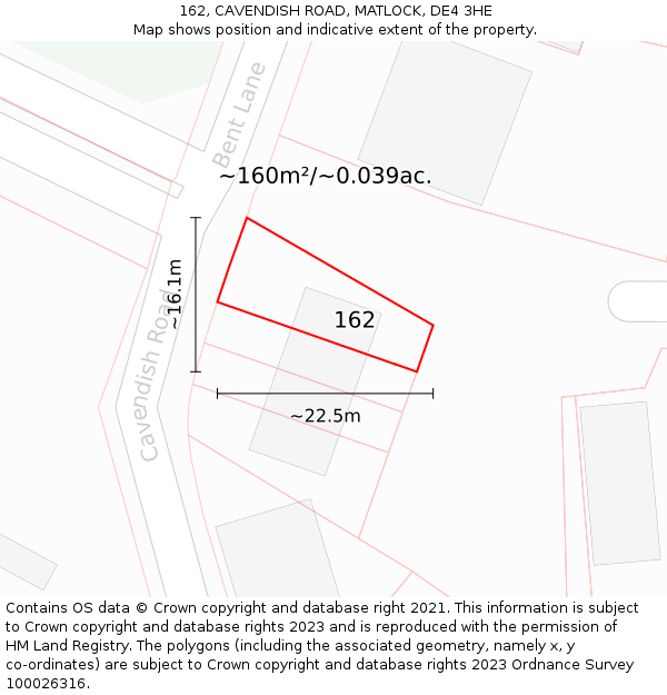162, CAVENDISH ROAD, MATLOCK, DE4 3HE: Plot and title map