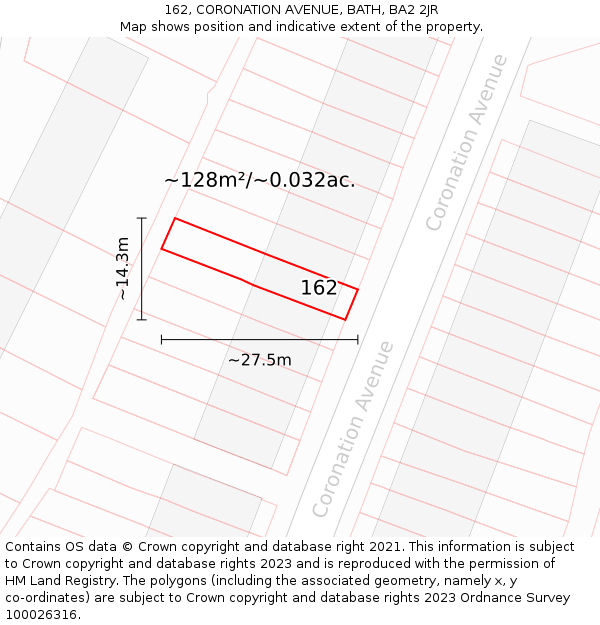 162, CORONATION AVENUE, BATH, BA2 2JR: Plot and title map