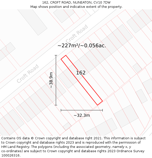 162, CROFT ROAD, NUNEATON, CV10 7DW: Plot and title map