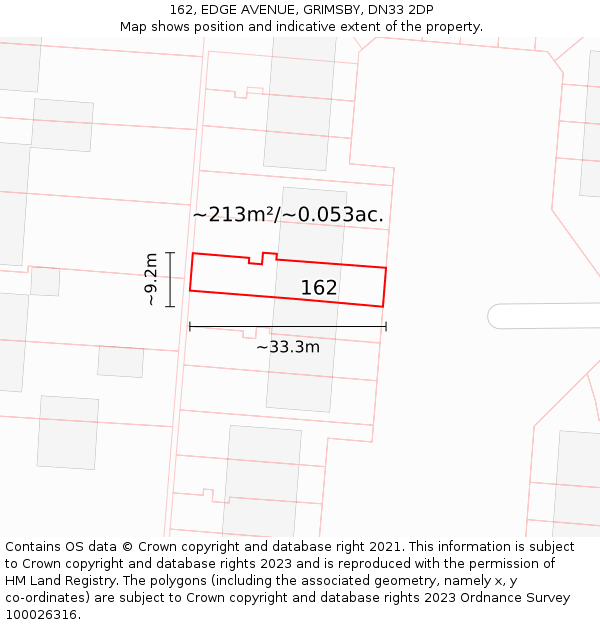 162, EDGE AVENUE, GRIMSBY, DN33 2DP: Plot and title map