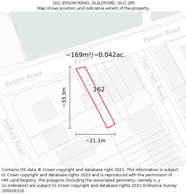162, EPSOM ROAD, GUILDFORD, GU1 2RP: Plot and title map