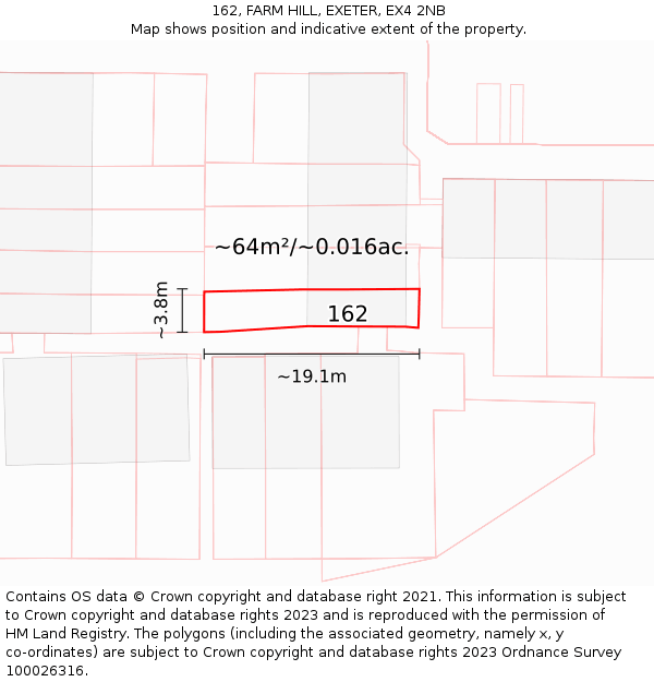162, FARM HILL, EXETER, EX4 2NB: Plot and title map