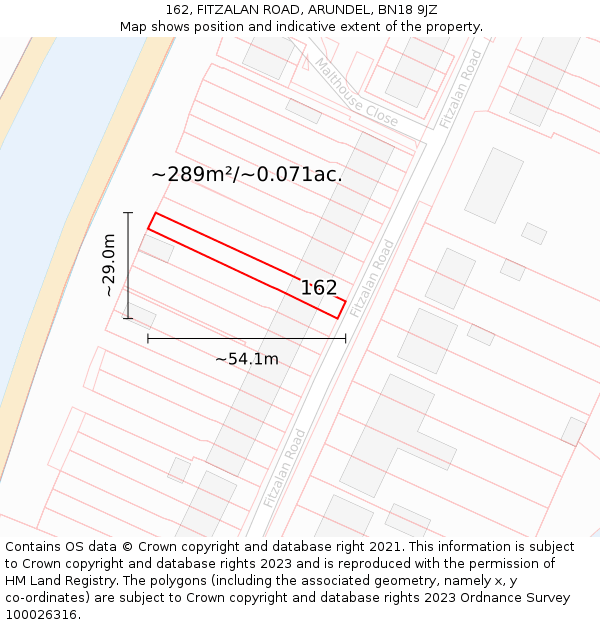 162, FITZALAN ROAD, ARUNDEL, BN18 9JZ: Plot and title map