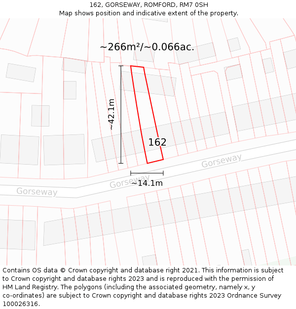 162, GORSEWAY, ROMFORD, RM7 0SH: Plot and title map