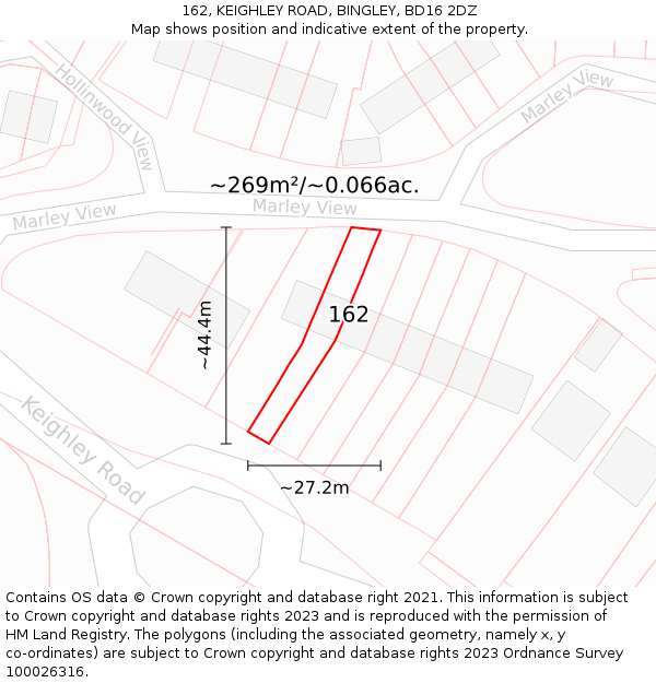 162, KEIGHLEY ROAD, BINGLEY, BD16 2DZ: Plot and title map