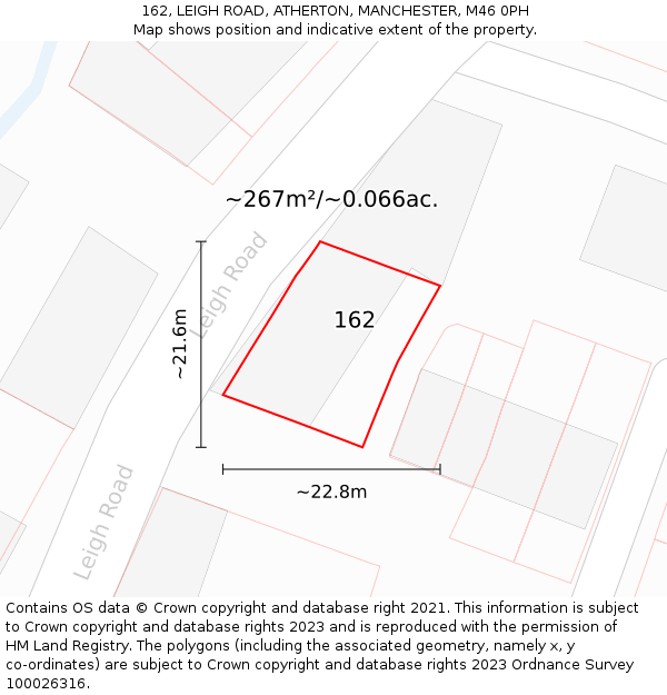 162, LEIGH ROAD, ATHERTON, MANCHESTER, M46 0PH: Plot and title map