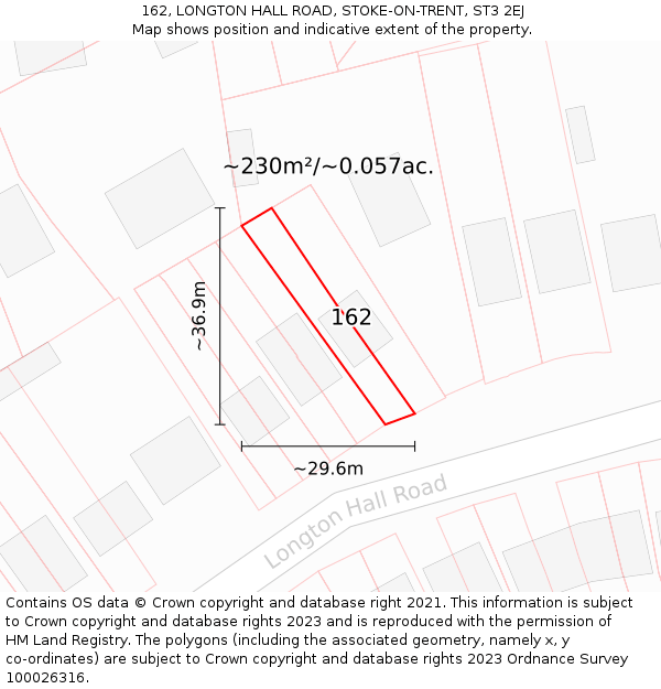 162, LONGTON HALL ROAD, STOKE-ON-TRENT, ST3 2EJ: Plot and title map