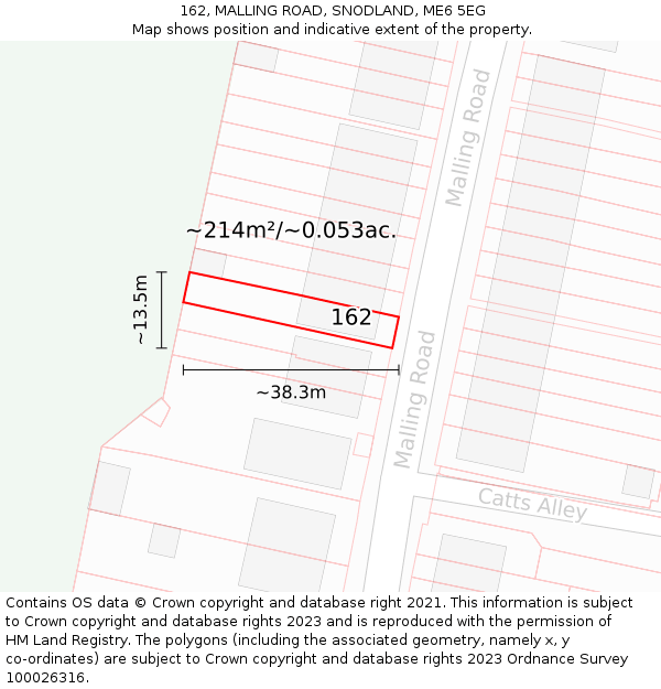 162, MALLING ROAD, SNODLAND, ME6 5EG: Plot and title map