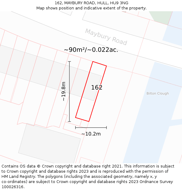 162, MAYBURY ROAD, HULL, HU9 3NG: Plot and title map