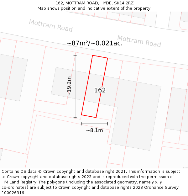 162, MOTTRAM ROAD, HYDE, SK14 2RZ: Plot and title map