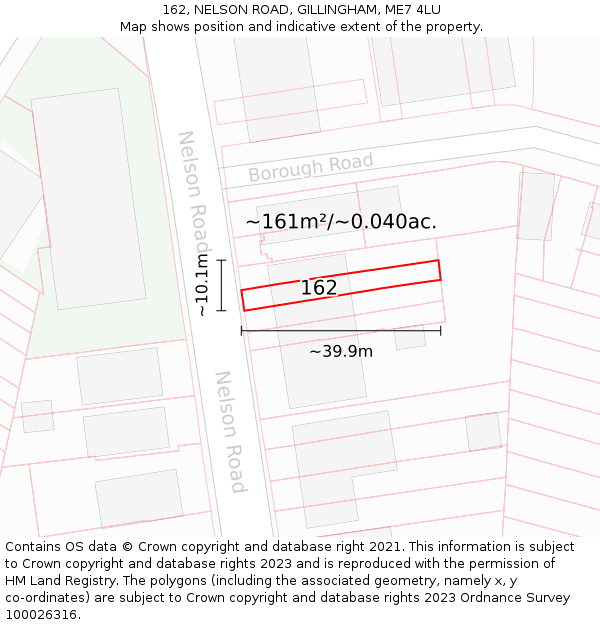 162, NELSON ROAD, GILLINGHAM, ME7 4LU: Plot and title map