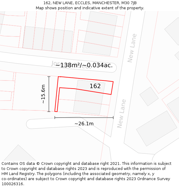 162, NEW LANE, ECCLES, MANCHESTER, M30 7JB: Plot and title map