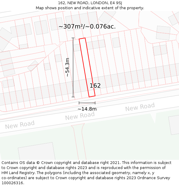 162, NEW ROAD, LONDON, E4 9SJ: Plot and title map