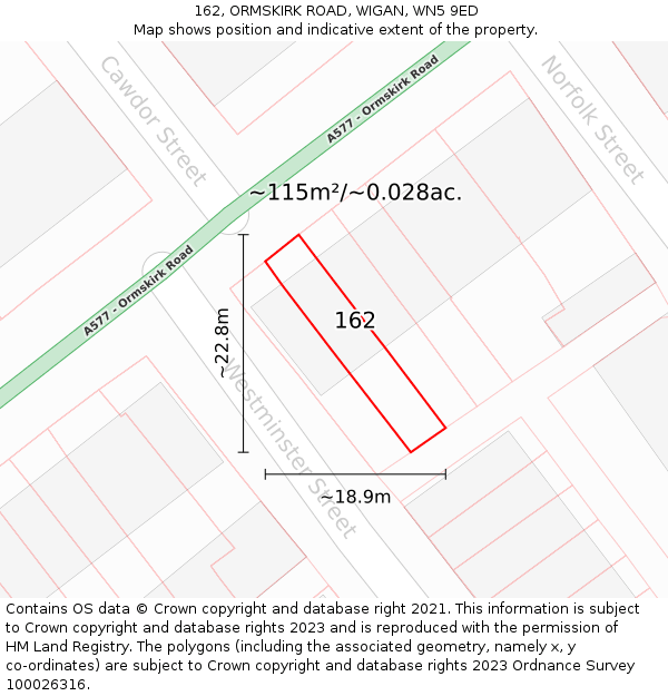 162, ORMSKIRK ROAD, WIGAN, WN5 9ED: Plot and title map