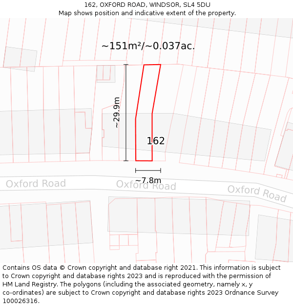 162, OXFORD ROAD, WINDSOR, SL4 5DU: Plot and title map