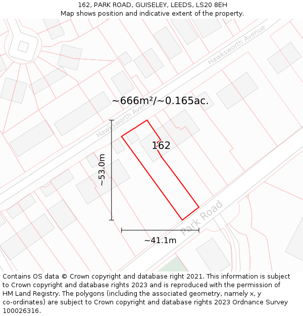 162, PARK ROAD, GUISELEY, LEEDS, LS20 8EH: Plot and title map