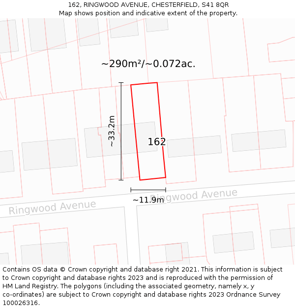 162, RINGWOOD AVENUE, CHESTERFIELD, S41 8QR: Plot and title map