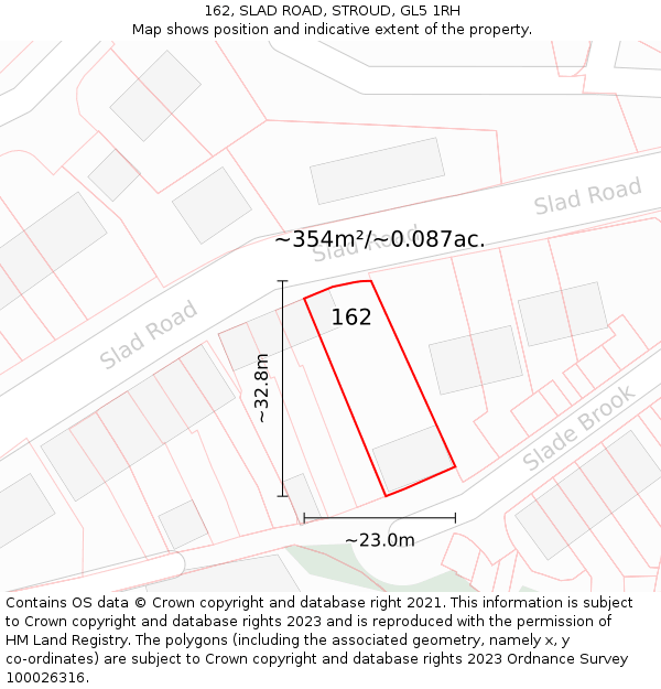 162, SLAD ROAD, STROUD, GL5 1RH: Plot and title map