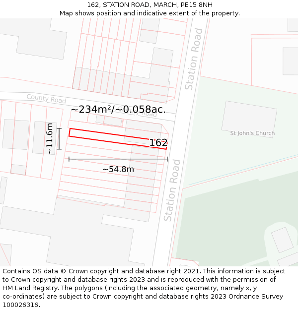 162, STATION ROAD, MARCH, PE15 8NH: Plot and title map