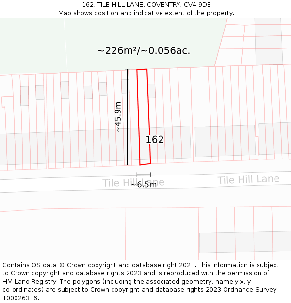 162, TILE HILL LANE, COVENTRY, CV4 9DE: Plot and title map