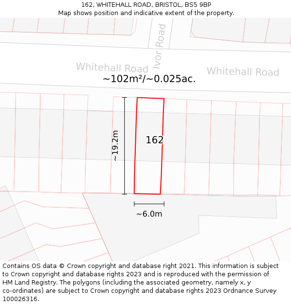 162, WHITEHALL ROAD, BRISTOL, BS5 9BP: Plot and title map