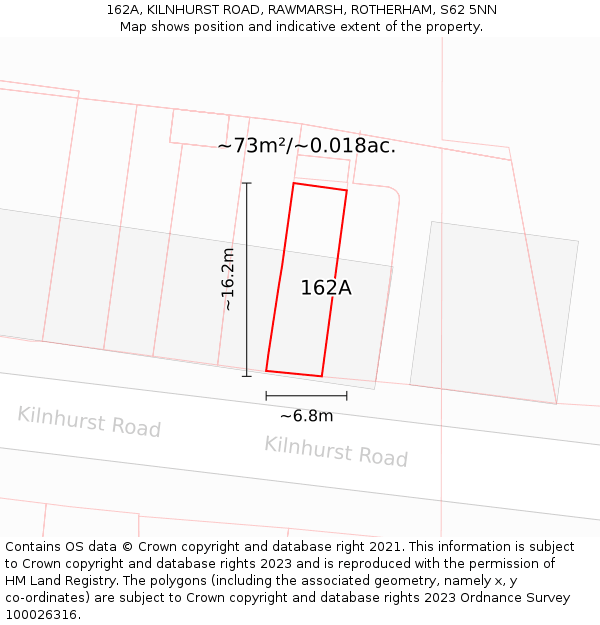 162A, KILNHURST ROAD, RAWMARSH, ROTHERHAM, S62 5NN: Plot and title map