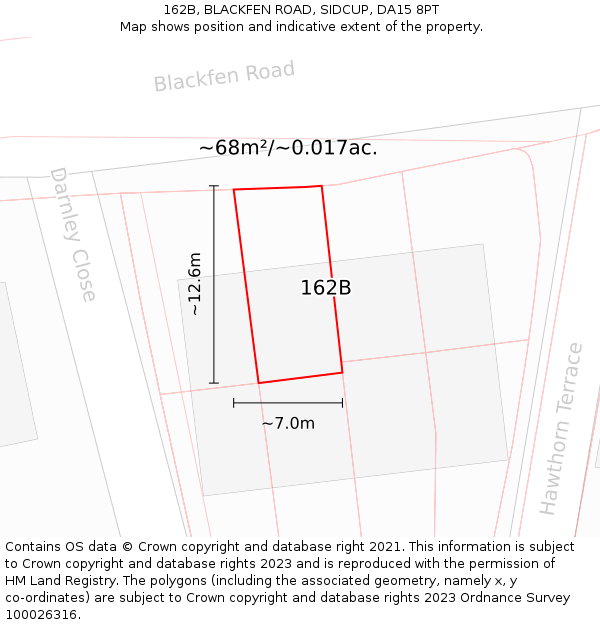 162B, BLACKFEN ROAD, SIDCUP, DA15 8PT: Plot and title map