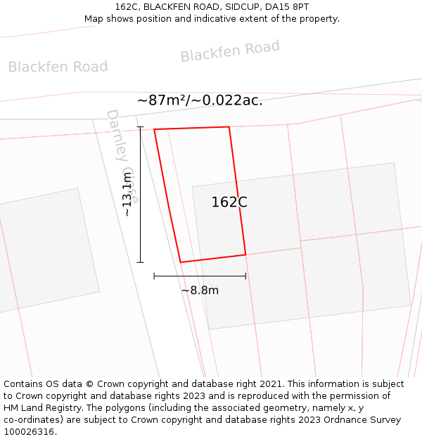 162C, BLACKFEN ROAD, SIDCUP, DA15 8PT: Plot and title map