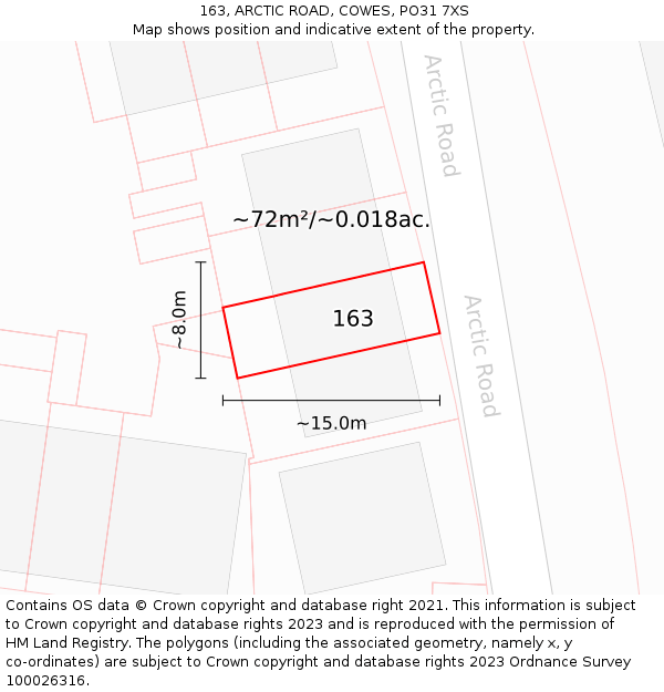 163, ARCTIC ROAD, COWES, PO31 7XS: Plot and title map