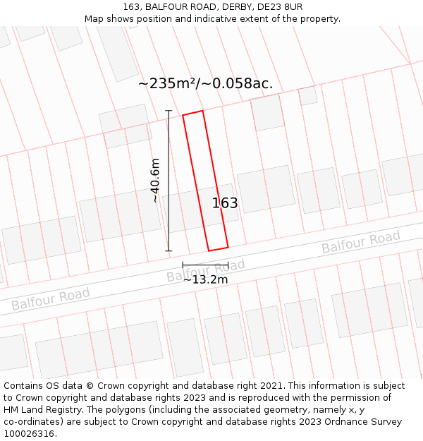 163, BALFOUR ROAD, DERBY, DE23 8UR: Plot and title map